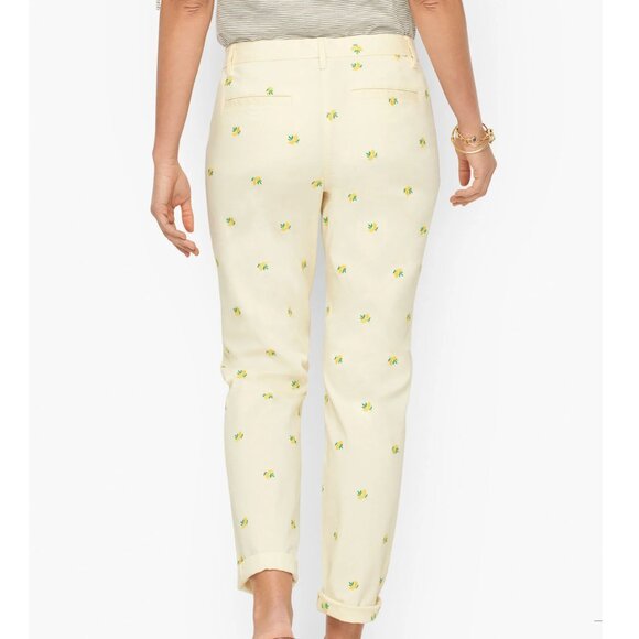 NWT Talbots Relaxed Chinos โ Lemon Embroidered - Picture 2 of 3